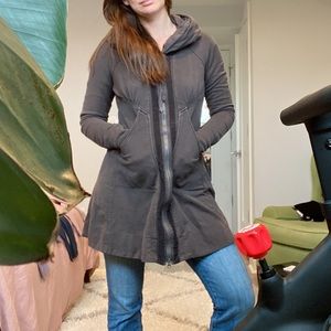 Prairie Underground Organic Cotton Long Victorian Hoodie in Dark Grey